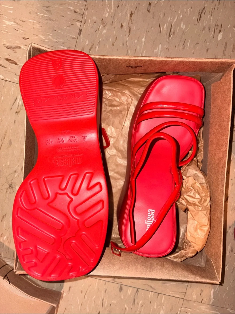 Melissa Red Platform Wedge Sandals - Women's Strappy Heels